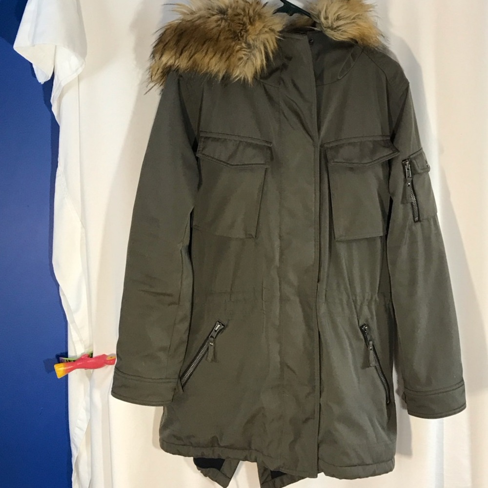 S13 Olive Utility Jacket with Faux Fur Trim Women’s Large